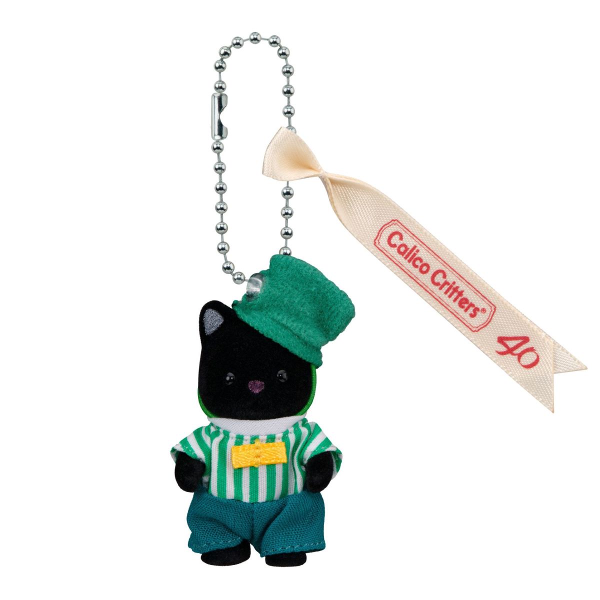 Emerald Green Tuxedo Cat Baby Keychain